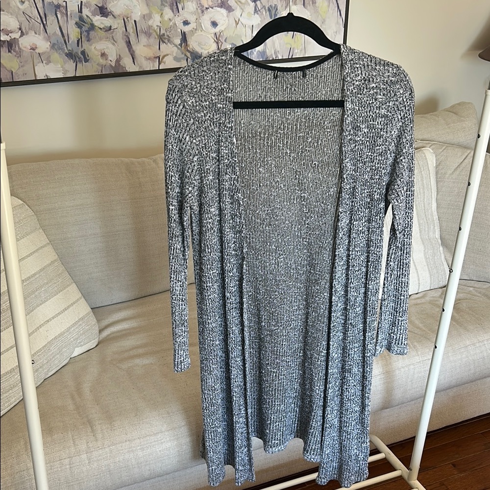 Women's Gray Open-Front Sweater